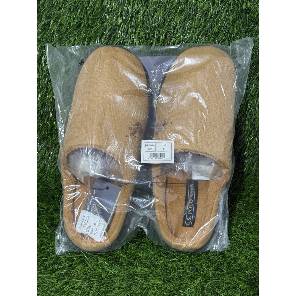 US Polo Men's Slippers Size S 7-8 Brown New